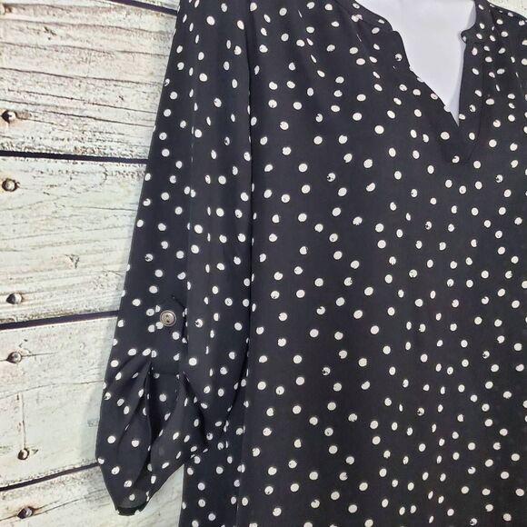 Maurices Black White Polka Dot Sheer Blouse Women’s Medium - Picture 2 of 7